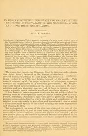 Cover of: An essay concerning important physical features exhibited in the valley of the Minnesota River