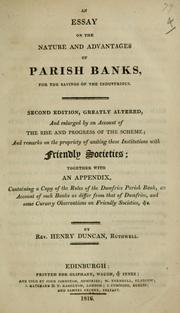 Cover of: essay on the nature and advantages of parish banks: for the savings of the industrious