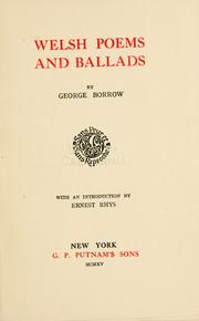 Cover of: Welsh poems and ballads by George Henry Borrow