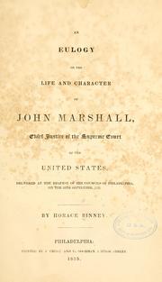 An eulogy on the life character of John Marshall by Horace Binney