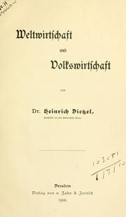 Cover of: Weltwirtschaft und Volkswirtschaft.