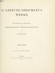 Cover of: Werke. by Peter Gustav Lejeune-Dirichlet