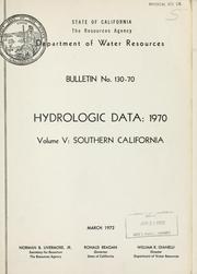 Cover of: Hydrologic data, 1970. by California. Dept. of Water Resources.