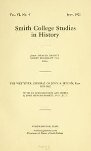 Cover of: Westover journal of John A. Selden, esqr., 1858-1862