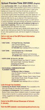 West zone: Jamaica Plain, Roxbury, Roslindale, and West Roxbury: it's school preview time! November 13, 2001 - February 8, 2002 by Boston (Mass.). School Committee.