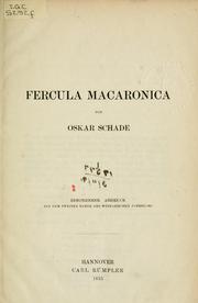 Cover of: Fercula Macaronica. by Oskar Schade