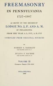 Cover of: Freemasonry in Pennsylvania, 1727-1907 by Norris S. Barratt