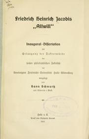 Cover of: Friedrich Heinrich Jacobis "Allwill". by Hans Schwartz