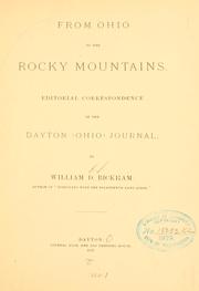 Cover of: From Ohio to the Rocky Mountains