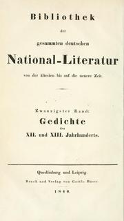 Cover of: Gedichte des XII und XIII Jahrhunderts. by Karl August Hahn