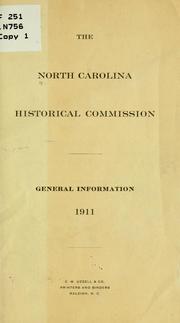 Cover of: General information, 1911. by North Carolina. State Dept. of Archives and History.