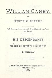 Cover of: William Canby of Brandywine, Delaware by William Canby Biddle