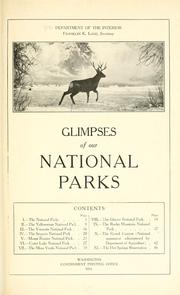 Cover of: Glimpses of our national parks ... by United States. Dept. of the Interior.