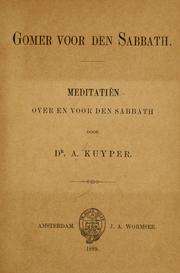 Cover of: Gomer voor den sabbath: meditatien over en voor den sabbath