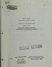 Cover of: Report to the Legislature: survey of the employment service program, Department of Labor and Industry