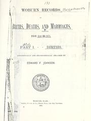 Cover of: Woburn records of births, deaths, and marriages