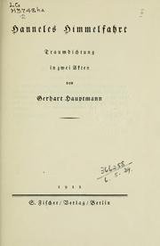 Cover of: Hanneles Himmelfahrt by Gerhart Hauptmann