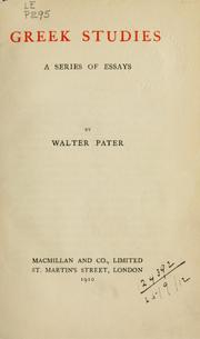 Cover of: [Work] by Walter Pater