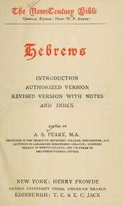 Cover of: Hebrews by Peake, Arthur S.