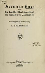 Cover of: Hermann Kurz und die deutsche Übersetzungskunst im neunzehnten Jahrhundert.