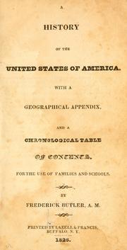 Cover of: A history of the United States of America. by Frederick Butler