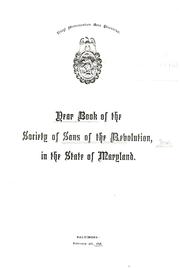 Cover of: Year book of the Society of Sons of the Revolution, in the State of Maryland