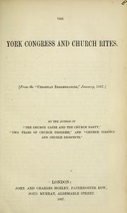 Cover of: York Congress and church rites