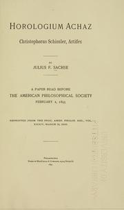 Cover of: Horologium Achaz, Christophorus Schissler, artifex