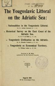 Cover of: Yougoslavic littoral on the Adriatic Sea: I. Nationalities in the Yougoslavic littoral.