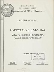 Cover of: Hydrologic data, 1965. by California. Dept. of Water Resources.