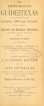 Cover of: The immigrants guide to Texas giving descriptions of counties, towns and villages