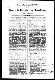 Cover of: Prospectus de la Société de construction canadienne d'Ottawa