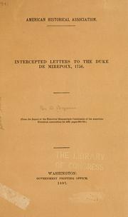 Cover of: Interupted letters to the Duke of Mirepoix. by Douglas Brymner