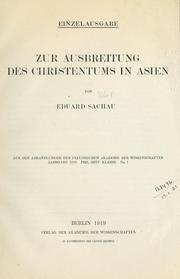 Cover of: Zur Ausbreitung des Christentums in Asien. by Eduard Sachau