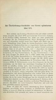 Cover of: Zur Überlieferungs-Geschichte von Ciceros epistularum libri XVI. by Ludwig Gurlitt