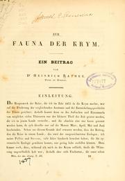 Cover of: Zur Fauna der Krym by Heinrich Rathke