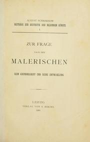 Cover of: Zur Frage nach dem Malerischen, sein Grundbegriff und seine Entwicklung.