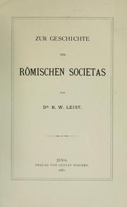 Cover of: Zur Geschichte der römischen Societas