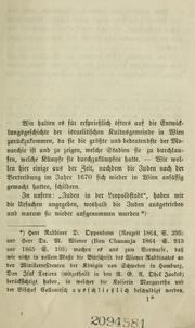 Cover of: Zur Geschichte der Juden in Wien: nach archivalischen Urkunden