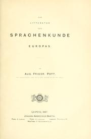 Cover of: Zur Litteratur der Sprachenkunde Europas.