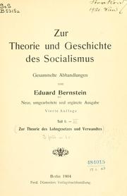 Cover of: Zur Theorie und Geschichte des Socialismus by Eduard Bernstein