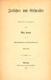 Cover of: Irrlichter und Gespenster by Max Kretzer