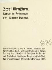 Cover of: Zwei Menschen: Roman in Romanzen.