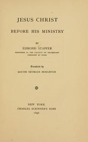 Cover of: Jesus Christ before His ministry