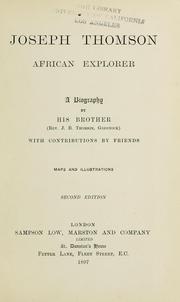 Cover of: Joseph Thomson, African explorer | J. B. Thomson