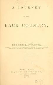 Cover of: A journey in the back country