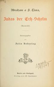 Cover of: Judas der Ertz-Schelm (Auswahl) by Abraham a Sancta Clara
