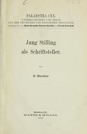Cover of: Jung Stilling als Schriftsteller.