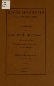 Cover of: Kings Mountain and its campaign. by William A. Henderson