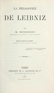 Cover of: La philosophie de Leibniz.